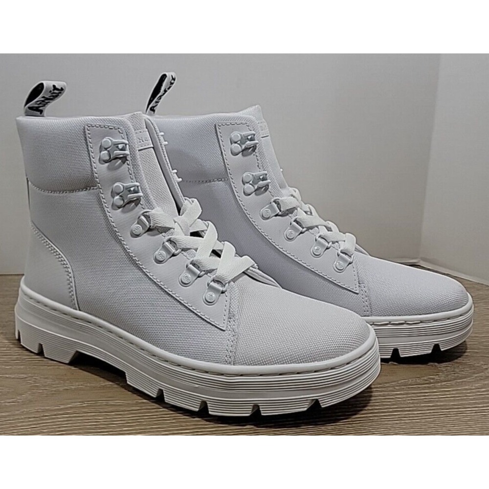 Dr. Doc Martens Combs W Combat Boots Women's Size‎ 10 All White Air Wair Nylon